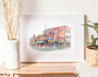Peggy Kelly's Bar Watercolor Art Print: Dublin, Ireland Landscape
