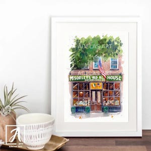 McSorley&#39;s Old Ale House Art Print • New York Wall Art •  Irish Pub in USA • Hand-Drawn Storefront • Authentic Irish Pubs • NYC Illustration