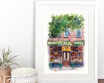 Impression d'art Old Ale House McSorley's : illustration du pub irlandais de New York
