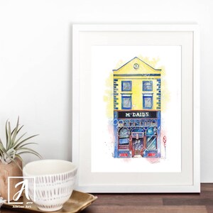 Mc Daids Irish Pub, Dublin • Ink & Watercolour Illustration • Lovingly printed in Ireland