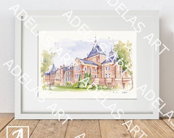 Royal Victorian Eye and Ear Hospital Art Print: Dublin University Watercolor