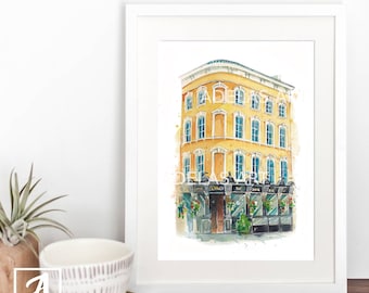 The Swan Bar Art Print: Dublin Irish Pub, Watercolor Sketch
