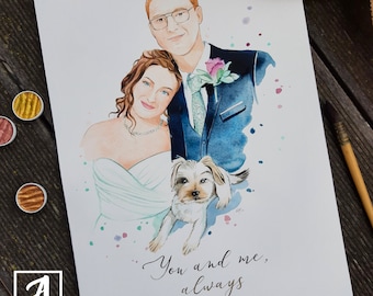 Painting From Photo, Wedding illustration, Custom wedding portrait From Photo, Custom Couple Portrait Watercolor, gift for her_Art