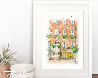 Dicey's Garden Dublin, akwarela, ilustracja do irlandzkiego pubu