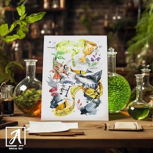 Wizard Posters: Digital Prints for Wizard School Decor, Enchanting Room Art in Watercolor, Wizarding-Inspired Prints