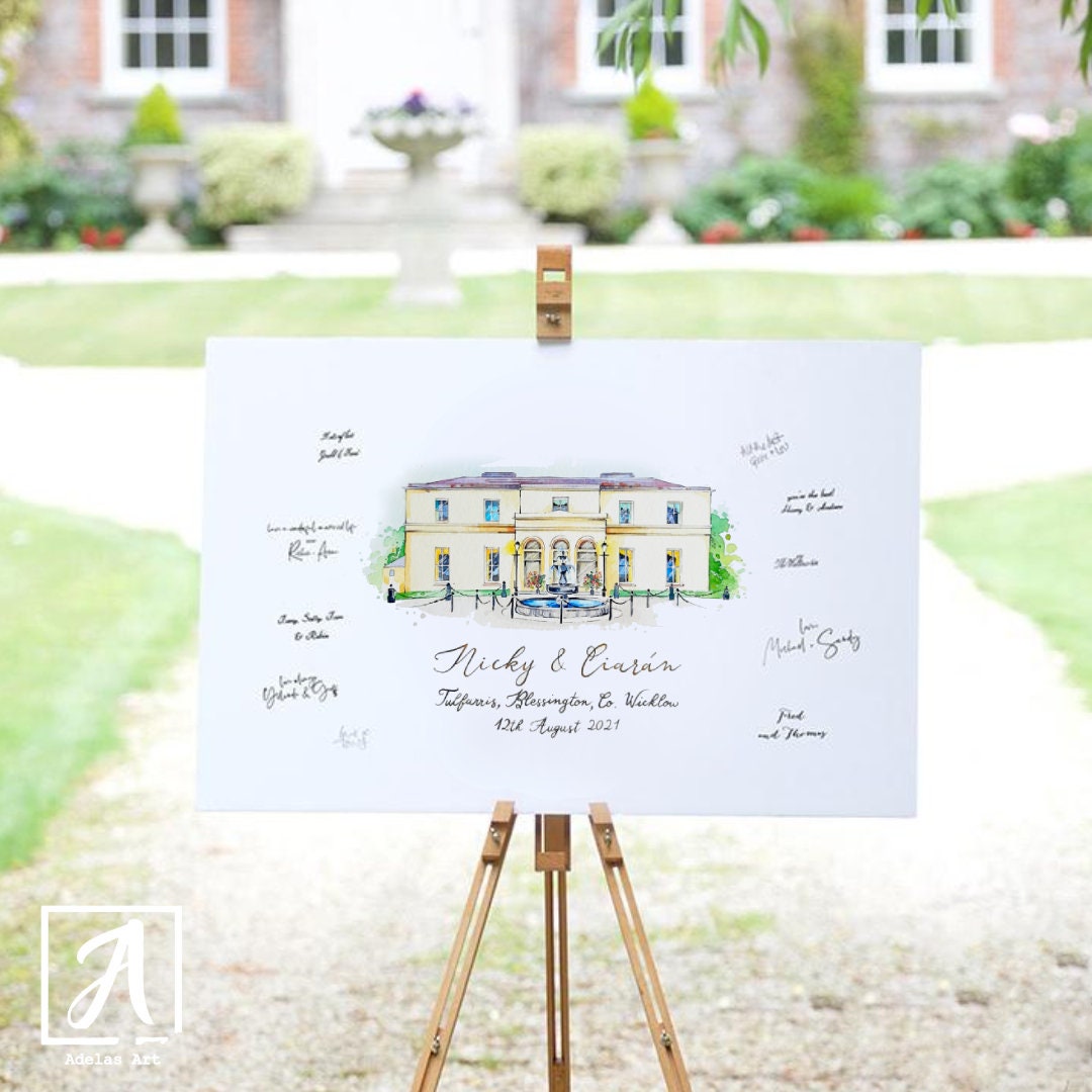 Custom Watercolor Wedding Venue Painting, Anniversary Gift (digital ...