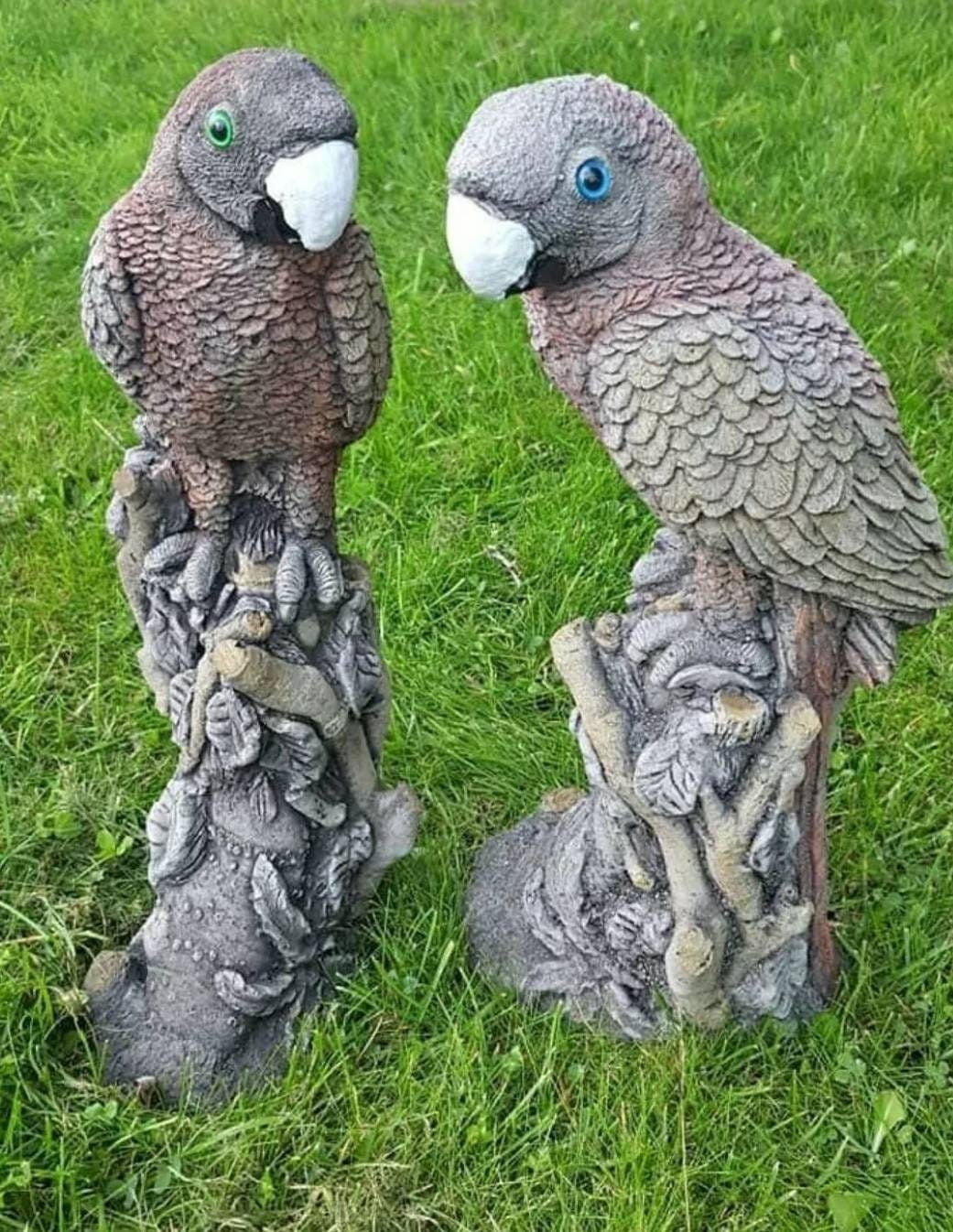 Beautiful PAIR PARROTS Highly Detailed Stone Bird Statues Etsy