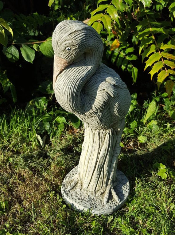 Art deco bird bath feeder solid cast stone garden ornament statue decor