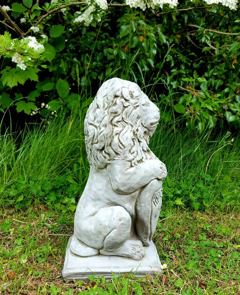 LION With Shield Statue Highly Detailed Stone Garden Etsy UK