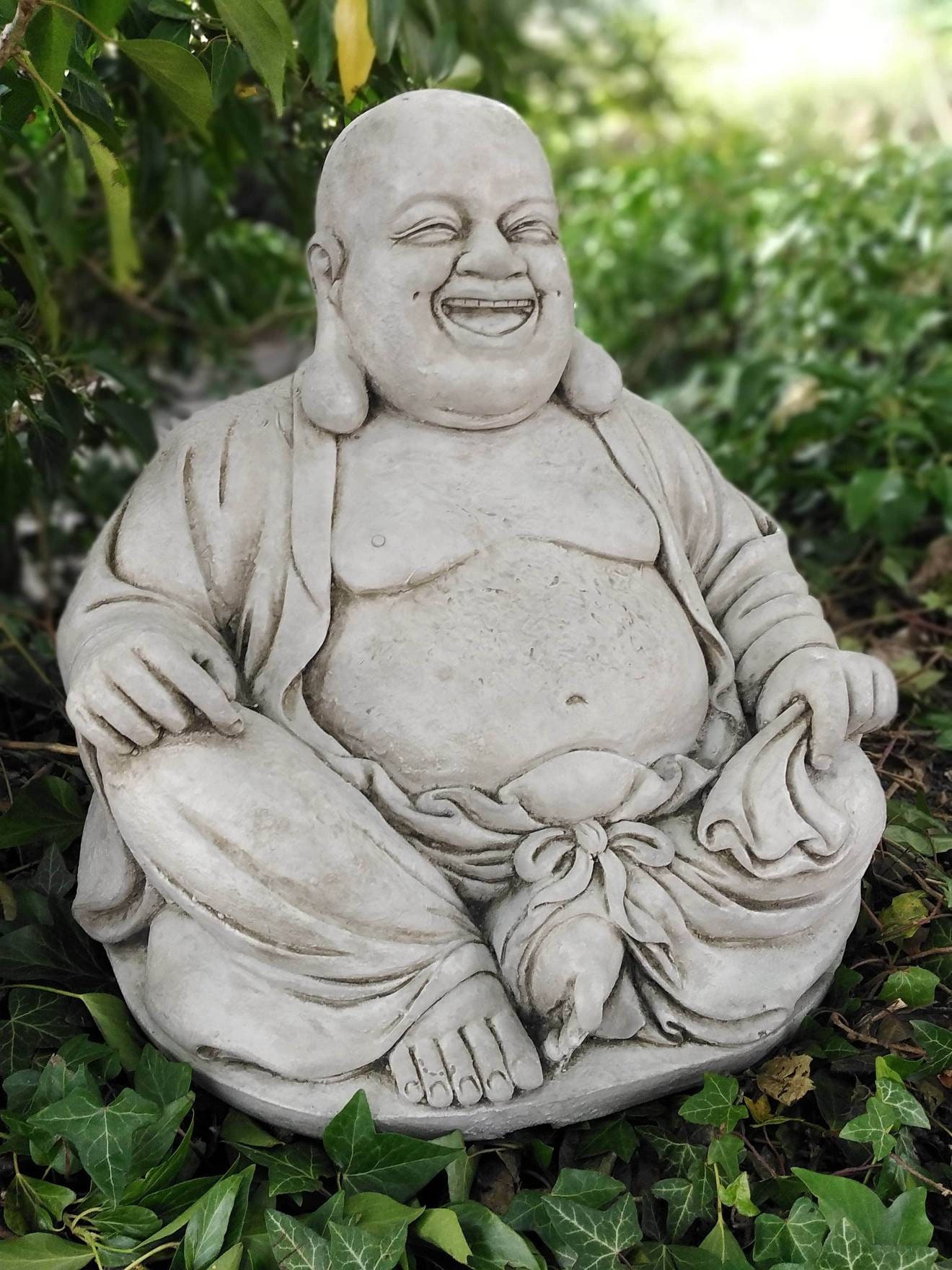 HAPPY FAT BUDDHA Statue Highly Detailed Stone Garden Ornament Etsy