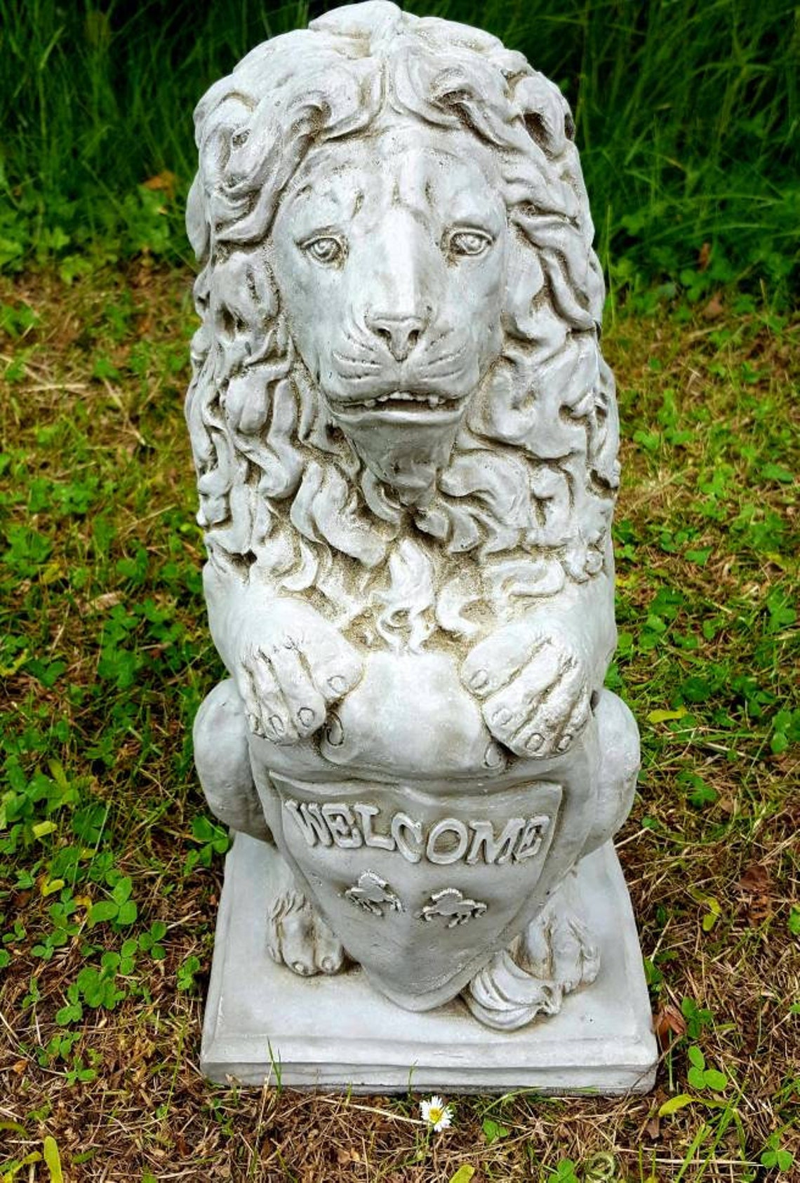 LION With Shield Statue Highly Detailed Stone Garden Etsy UK