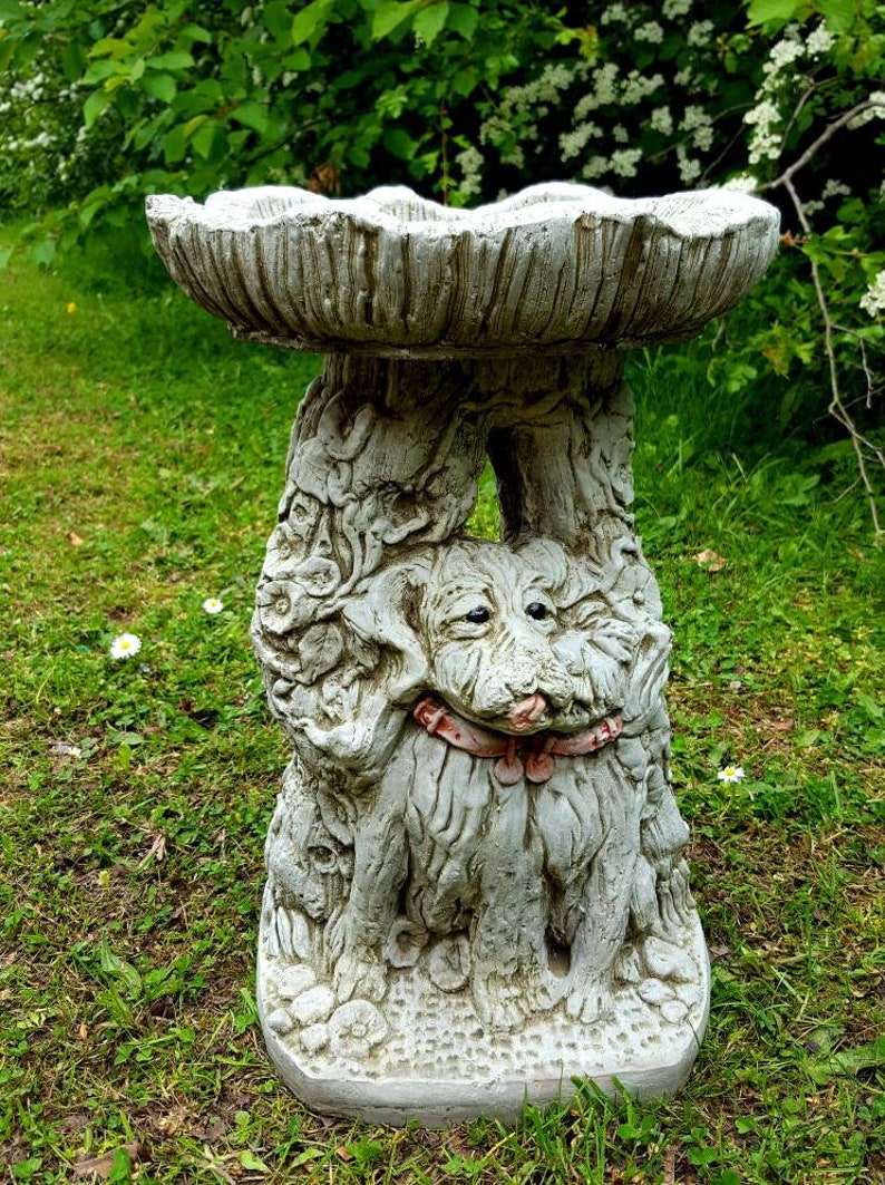 Beautiful Terriers Dogs BIRD BATH FEEDER Highly Detailed Stone Etsy