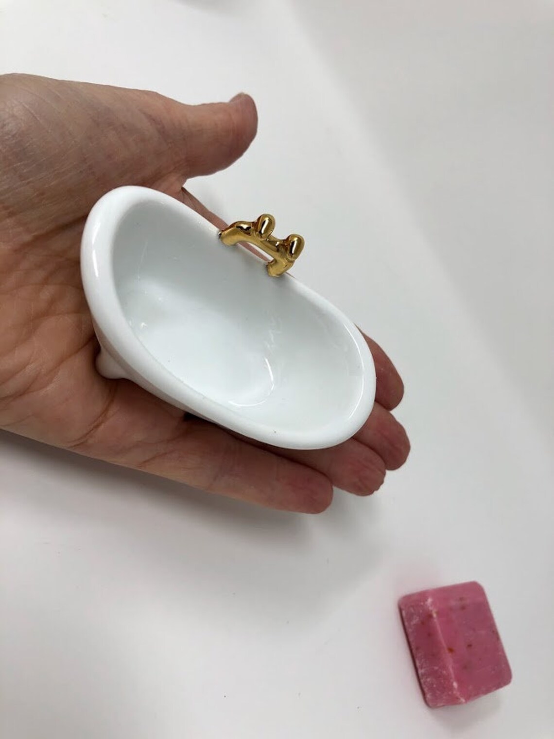 Glazed Ceramic Vintage Style MINI Bath Tub Soap Dish with Hand Etsy