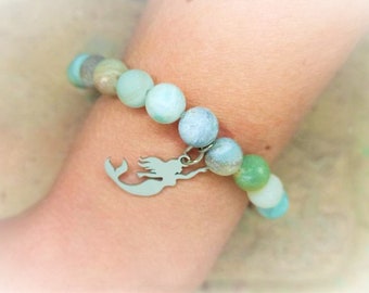 Armband mit Amazonitperlen, Meerjungfrau