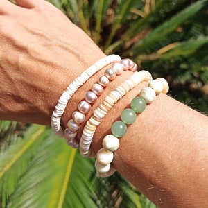 bracelet femme, avec perles en nacre, coquillage image 1