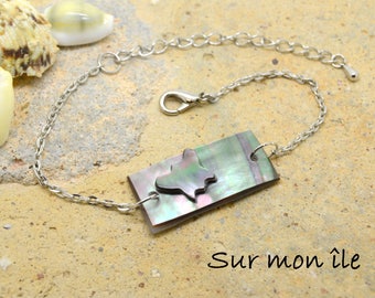Armband, in Perlmutt, Silber Metall-Kette Schmetterling