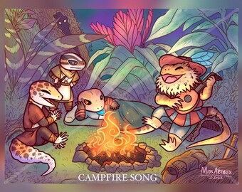 LIZADVENTURERS: Campfire Song Print 6x4.5" postcard