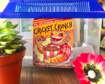 Label - Cricket Crunch! LIZARD LUNCHBOX stickers, bearded dragon