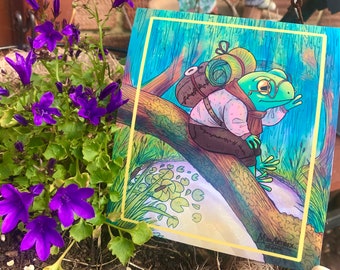 Pilgrim's Pond - square art print, tree frog