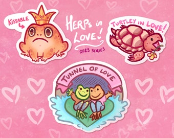 Herps in Love! Sticker trio, gloss