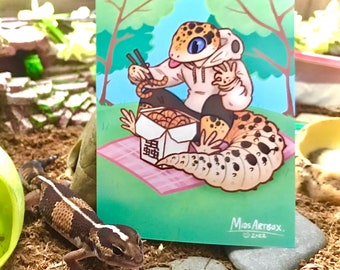 Wormsnack Picnic - Print 6"x4.5" leopard gecko