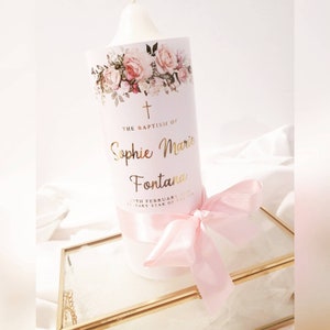 Custom Baptism Candle, Personalised Pillar Candle, Christening Candle, Name Candle, Custom Pillar Candle, Foiled Candle, Custom White Candle