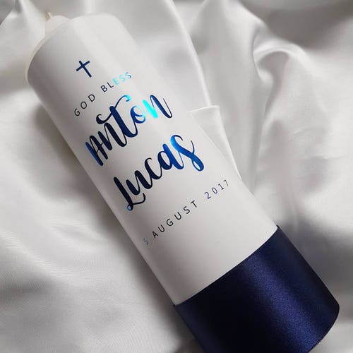 Baptism Candle. Christening Candle. Personalised. Round and Etsy UK