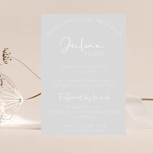 Baby Boy Baptism Invitation, Boy 1st Birthday Invitation, Modern Invitation,