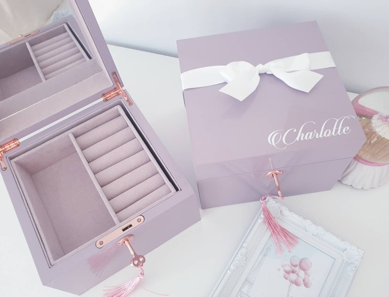 Personalised Jewellery Box/baptism Keepsake Box Lilac Etsy