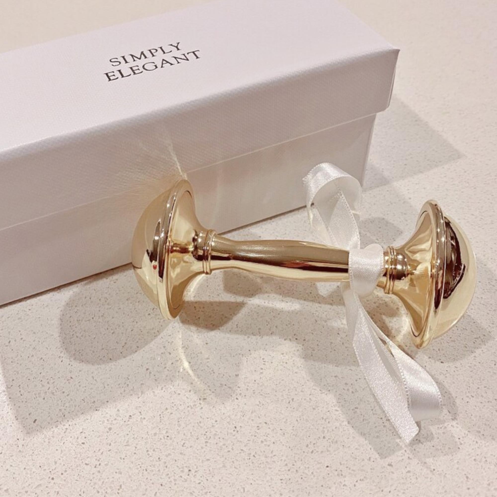 Gold Baby Rattle: Keepsake Gift With Ribbon - Etsy