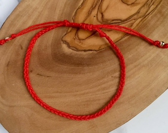 Thin Red Braided Bracelet, Red String Bracelet, Red Bracelet for Protection, Thin Red Bracelet, Protection Bracelet, Braided Red Bracelet