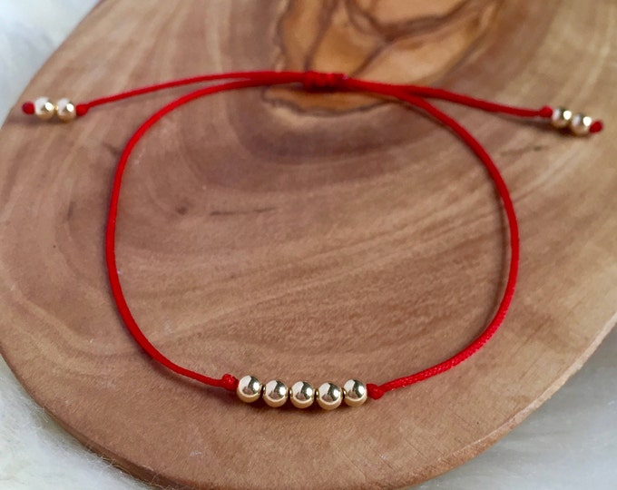 Beaded Red Bracelet Dainty Red Bracelet Red String of Fate Thin Red Bracelet Spiritual Gift Kabbalah Bracelet Red String Bracelet