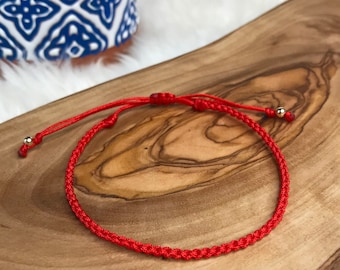 Red String Bracelet, Thin Red Bracelet, Protection Bracelet, Red String of Fate, Good Luck Bracelet, Braided Red Bracelet,Red Chain Bracelet
