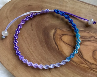 Barnarmband, Barnsnörearmband, Makraméarmband för barn, Justerbart makramé, Justerbart snörearmband, Lila regnbågsarmband