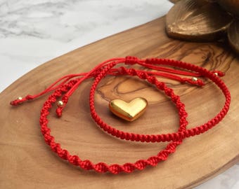 Pulsera de cuerda roja, cadena roja del destino, pulsera de protección roja, pulsera roja hecha a mano, pulsera de la cábala, regalos espirituales, día de San Valentín
