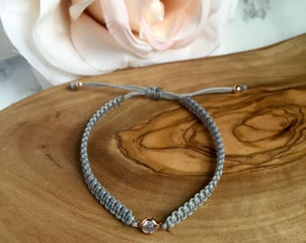 Kids Charm Bracelet, Kids Macrame Bracelet, Rose Gold Zirconia Bracelet, Childrens Bracelet, Adjustable Kids Bracelet, Kids String Bracelet