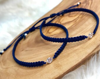 Navy Blue Matching Bracelets, Best Friend Bracelets, Sister Bracelets, Mommy and Me Bracelet, Mother Daughter Bracelets, CZ Charm Bracelets