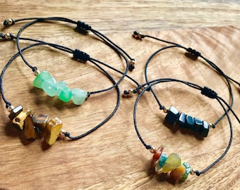 Gemstone Healing Bracelet, Natural Crystal Bracelet, Labradorite, Amethyst, Rose Quartz, Aventurine, Tourmaline, Citrine, Jasper, Tigers Eye