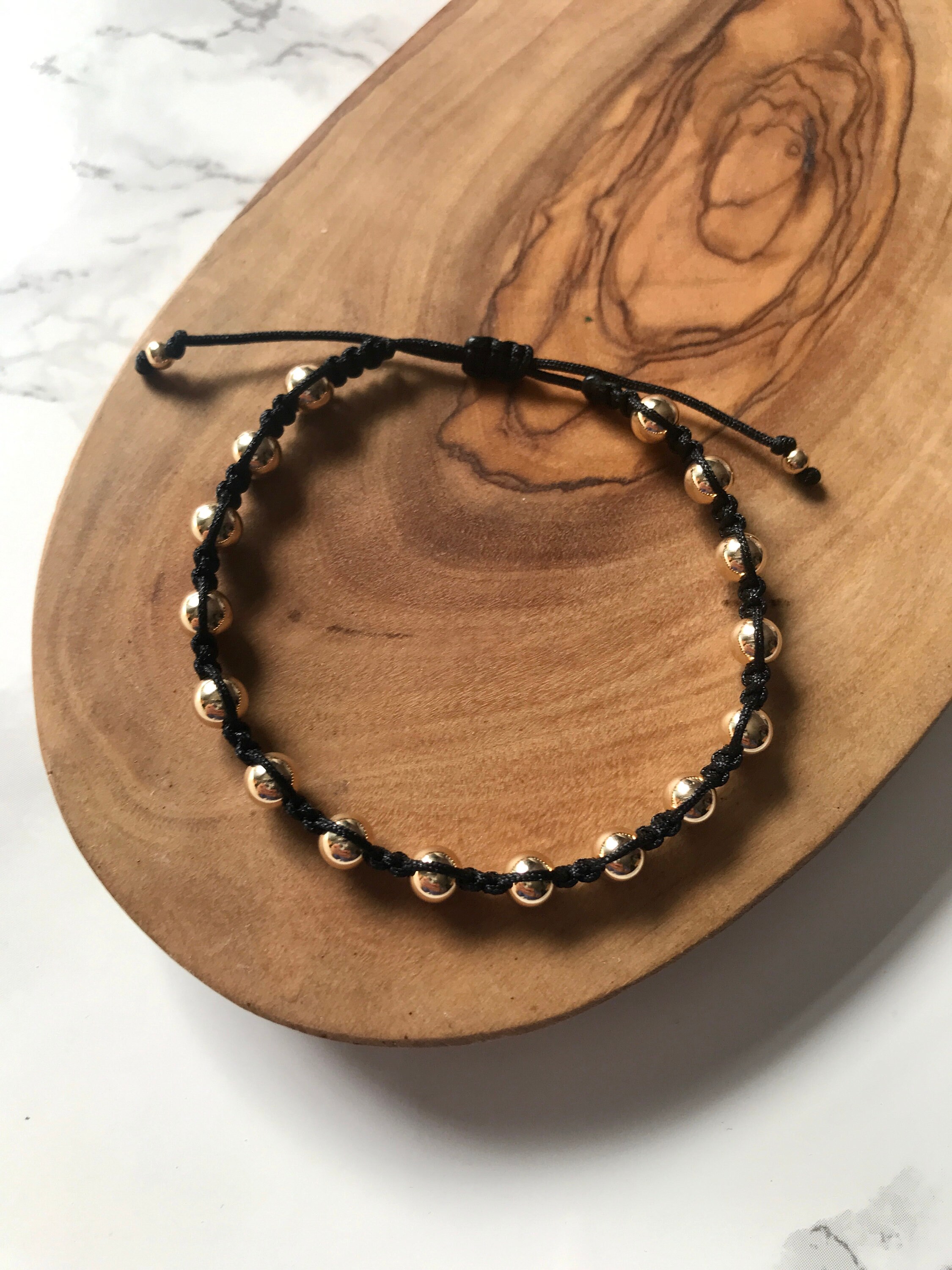 5mm Gold Beaded String Bracelet verstelbare gouden kralen Etsy