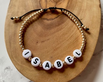 Custom Gold Beaded Name Bracelet, Initials Bracelet, Personalized Name Bracelet, Family Initials Bracelet, BFF, Boyfriend, Girlfriend Name