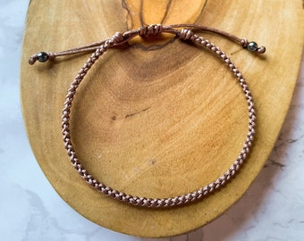 Brown String Bracelet, Thin Brown Bracelet, Brown Macrame Bracelet, Brown Knotted Bracelet, Brown Braided Bracelet, Brown Chain Bracelet