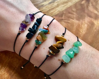 Healing Crystal Bracelet, Spiritual Gemstone Bracelet, Natural Stone String Bracelet, Adjustable Gemstone Bracelet, Crystal Bead Bracelet