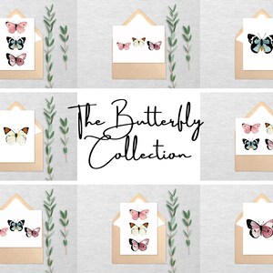 Collezione Butterfly - Confezione di biglietti di auguri da 8 o 16 - Biglietto vuoto con busta - Regalo ricordo 5x7 - Stampa del dipinto originale