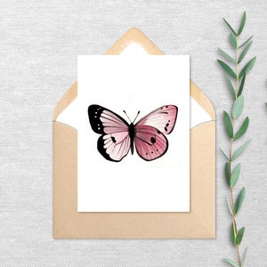Pinker Schmetterling - Grußkarten 10er oder 20er Pack - Blanko Karte mit Umschlag - Andenken Geschenk 15x18 - Print von Originalgemälde