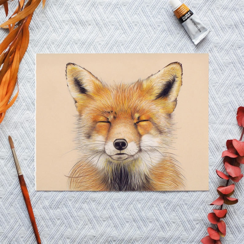 Süße Fuchs Kunstdruck meiner ursprünglichen Zeichnung Etsy