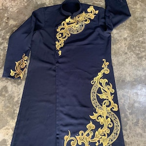 Men ao dai, ao dai chu re, Vietnamese traditional long dress for men, black
