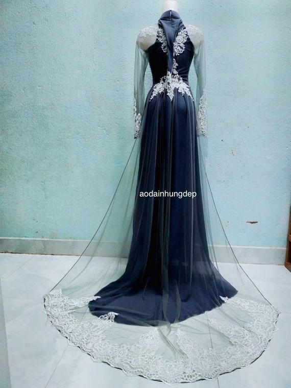 Buy Dirty Blue Color, Vietnamese Traditional Wedding Long Dress, Ao Dai Co Dau, Ao Dai Cuoi, Bridal Long Dress With Pants, Chiffon & Mesh Fabric Online in India - Etsy Buy Dirty Blue Color, Vietnamese Traditional Wedding Long Dress, Ao Dai Co Dau, Ao Dai Cuoi, Bridal Long Dress With Pants, Chiffon & Mesh Fabric Online in India - Etsy