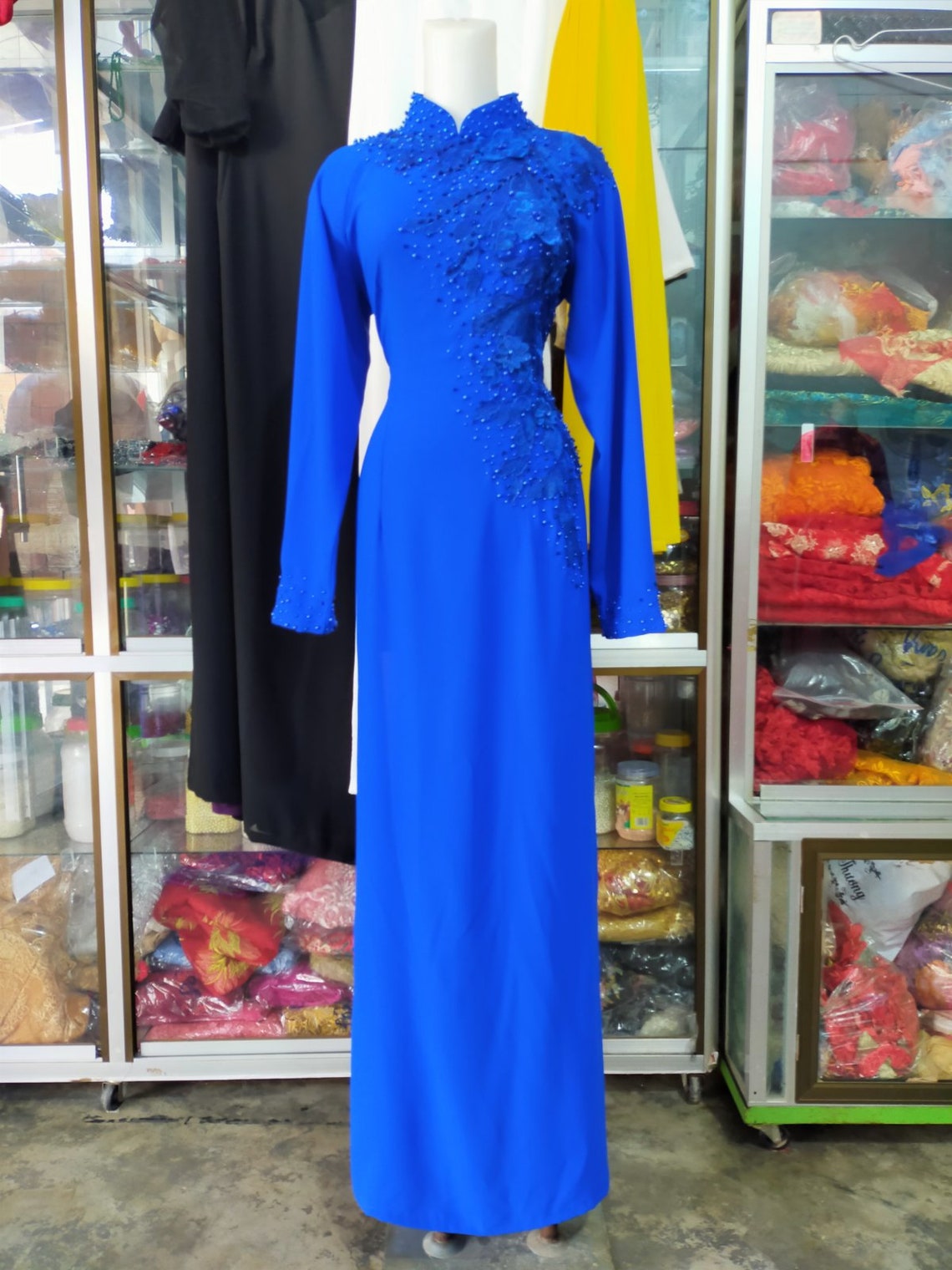 Blue Silk Ao Dai Ao Dai Dinh Hoavietnamese Traditional Long - Etsy