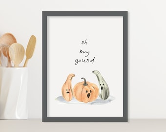 Fall Oh My Gourd Print/ Autumn Decor / Autumn Wall Art / Fall Pumpkin Watercolors / Farmhouse Fall Decor