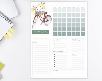 Editable Monthly and Printable Planner | Spring Planner | Letter Size Planner | Good Notes Template